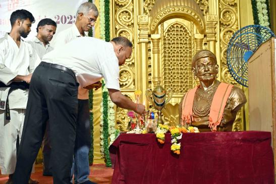  The Karate Tournament witnessed a pivotal moment when Mr. Umesh Murkar lit the ceremonial lamp.